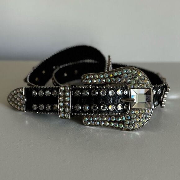 Y2K Rhinestone Embellished Western Style Rocker Belt - Picture 2 of 9